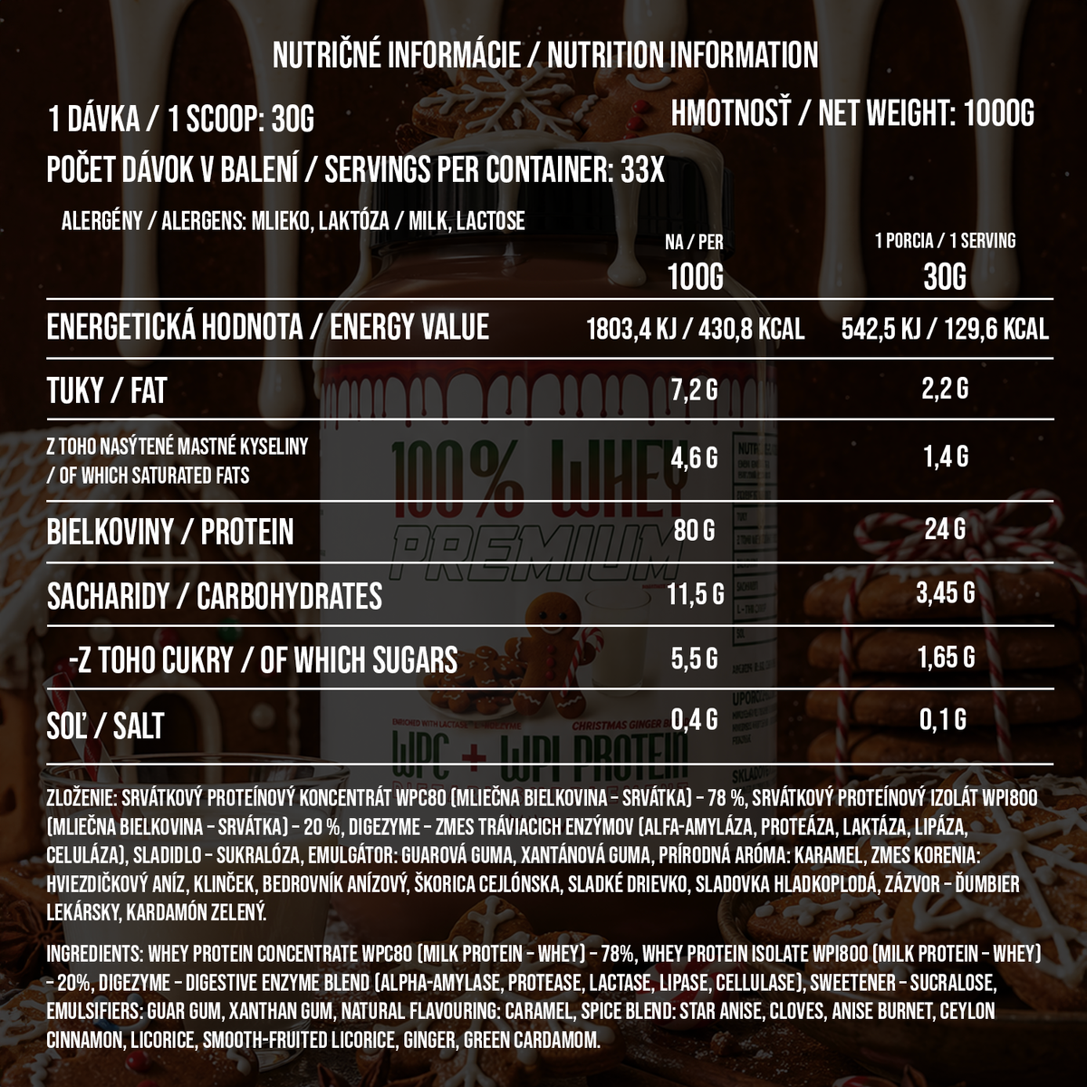 100% PREMIUM WHEY CHRISTMAS GINGERBREAD