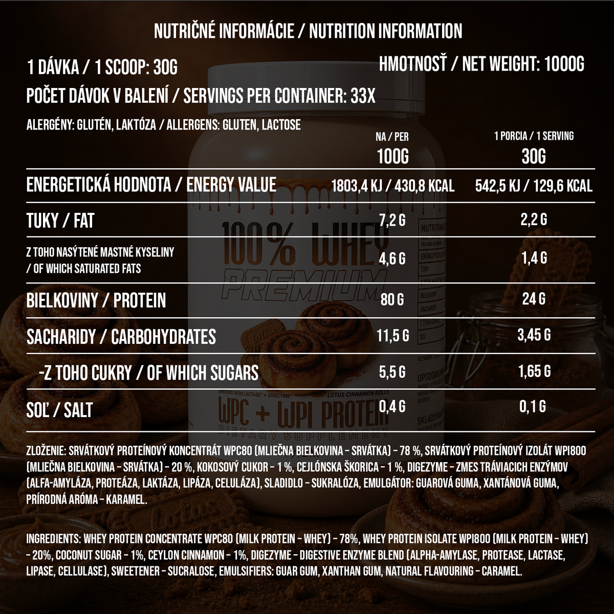 100% PREMIUM WHEY PROTEIN LOTUS CINNAMON ROLLS
