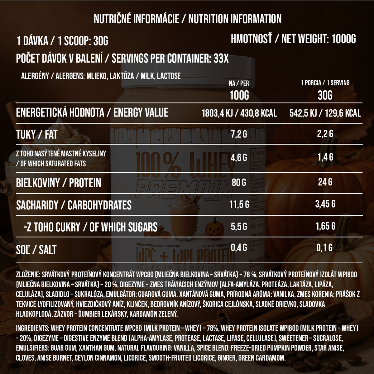 100% PREMIUM WHEY PUMPKIN SPICE LATTE